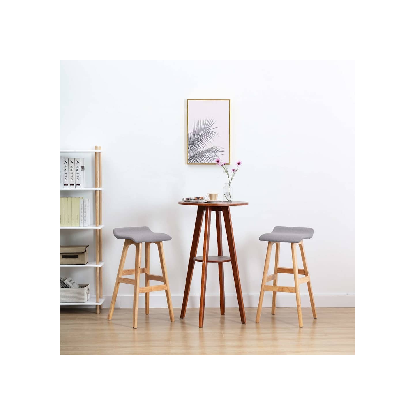 Tabourets de bar lot de 2 gris clair tissu