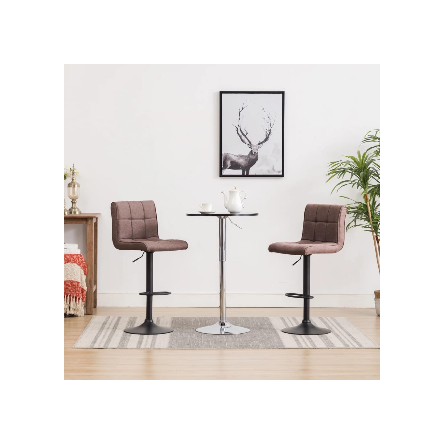 Tabourets de bar lot de 2 taupe tissu