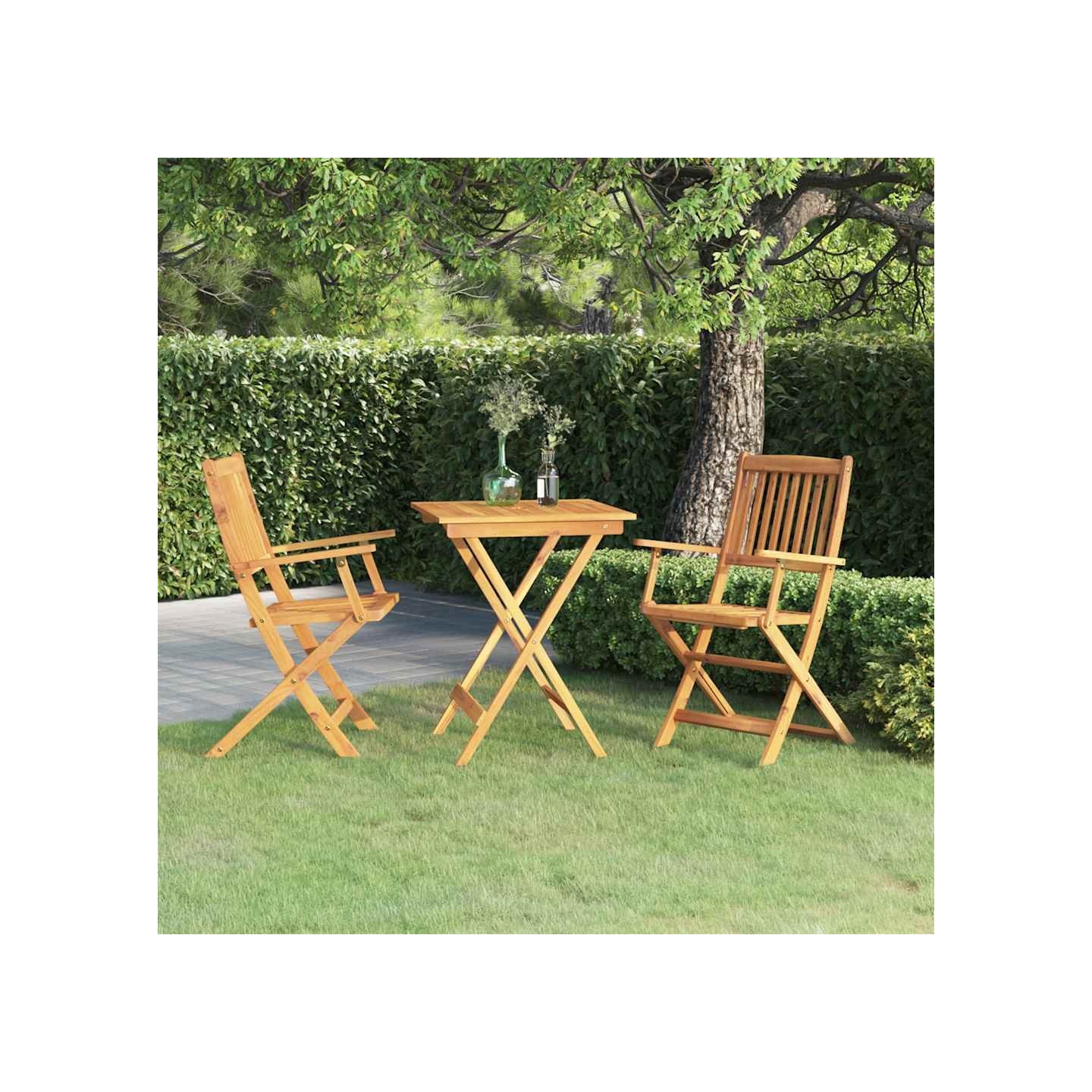 Ensemble à manger de jardin pliable 3 pcs Bois d'acacia solide