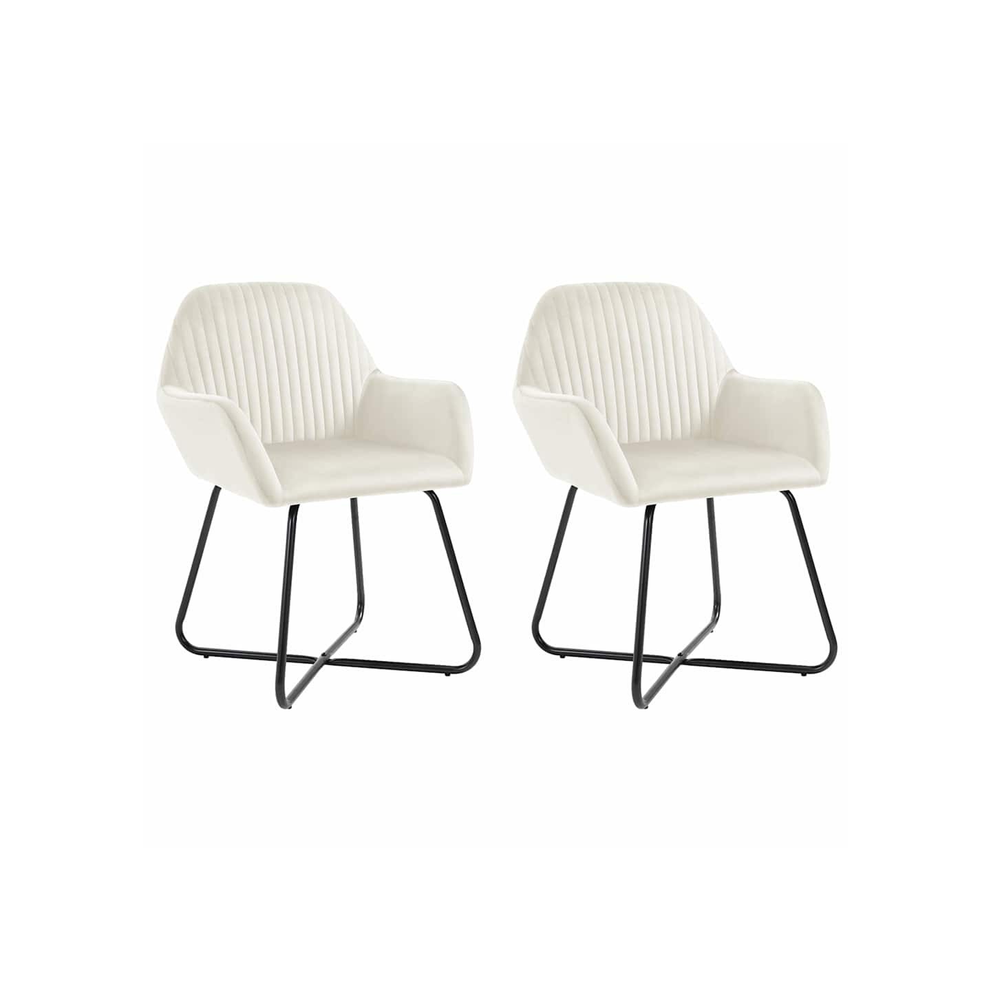 Chaises à manger lot de 2 Crème Velours