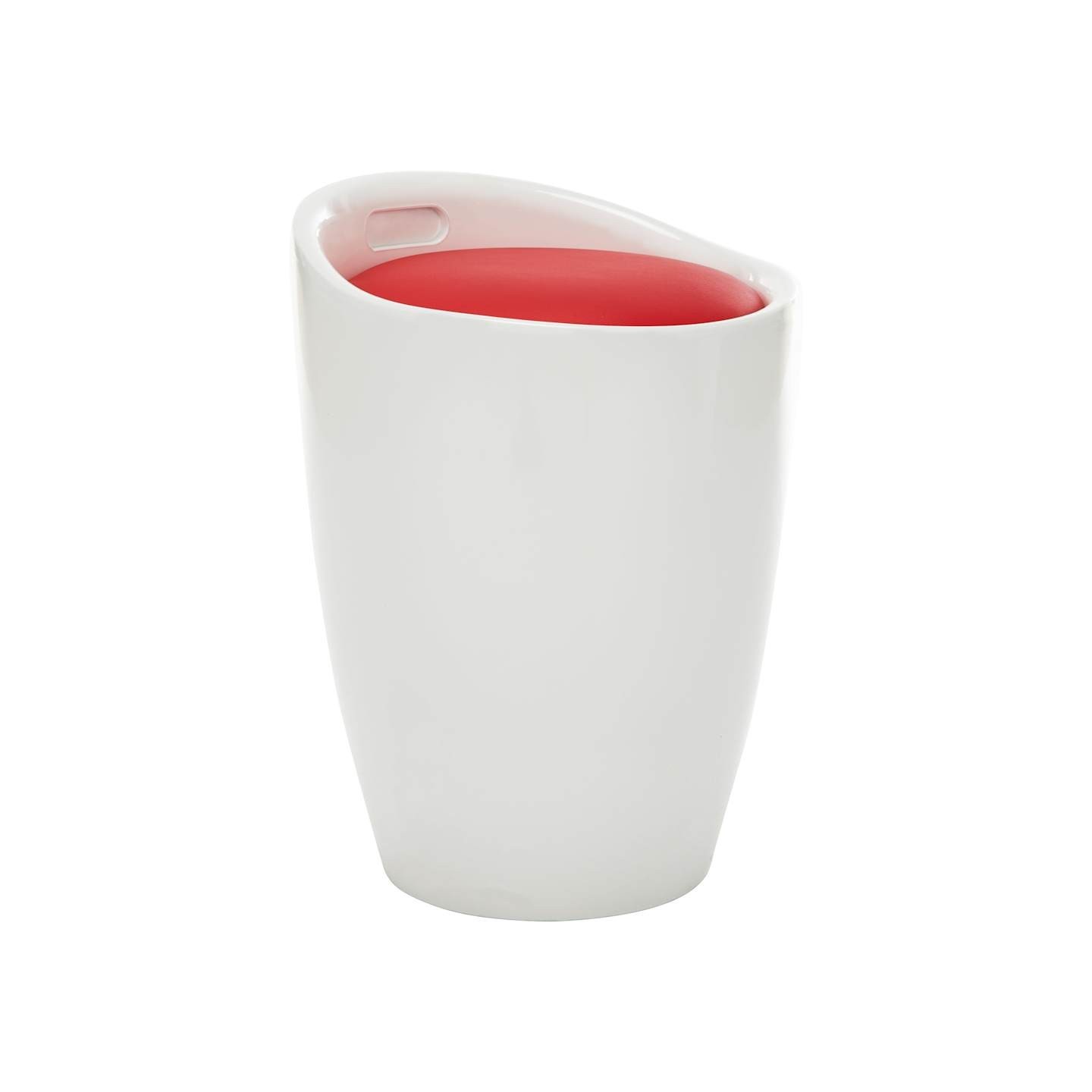 Tabouret de rangement Blanc et rouge Similicuir