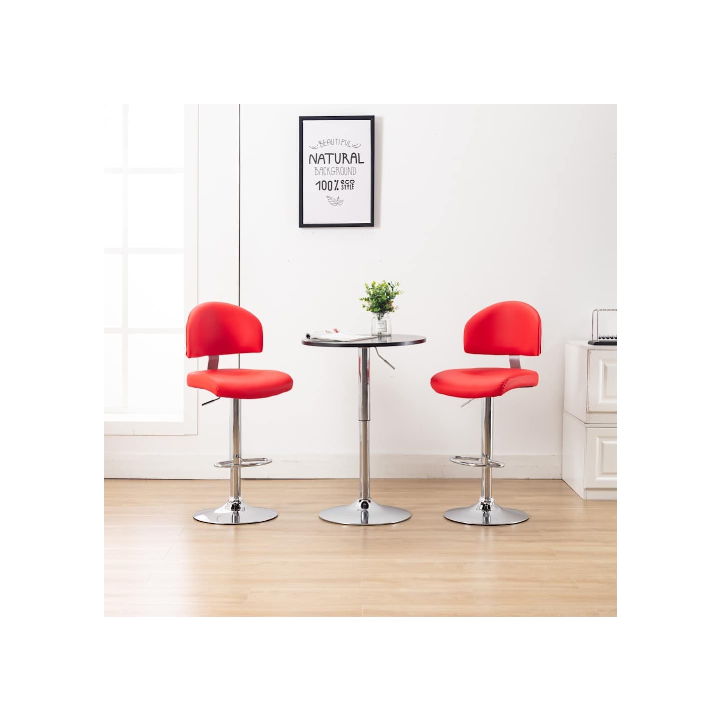 Tabourets de bar lot de 2 rouge similicuir