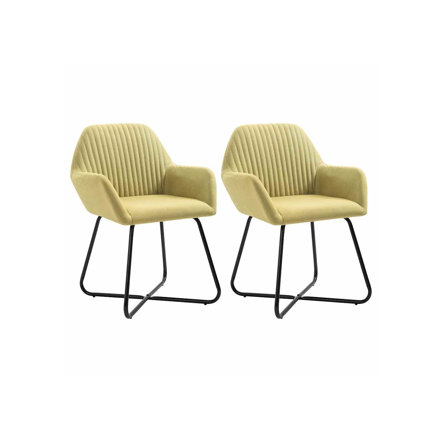 Chaises à manger lot de 2 vert tissu