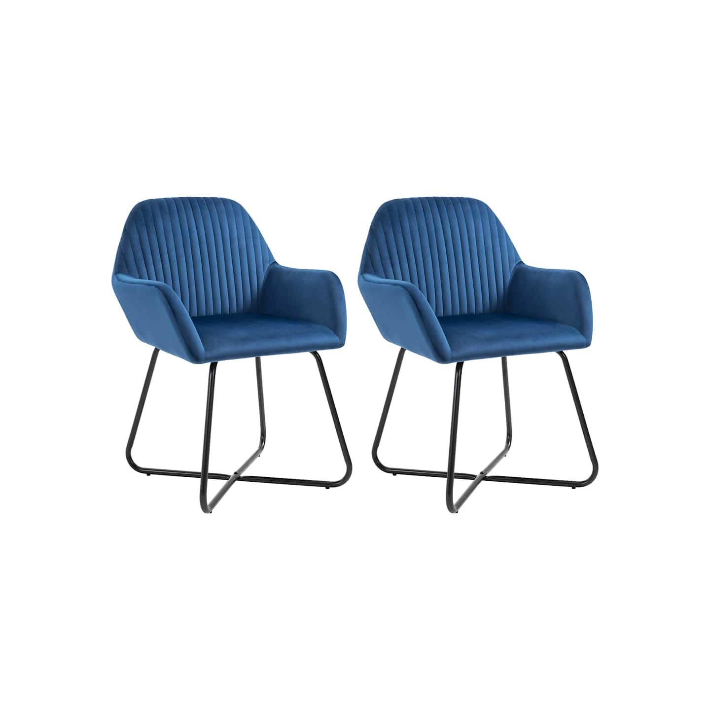 Chaises à manger lot de 2 Bleu Velours