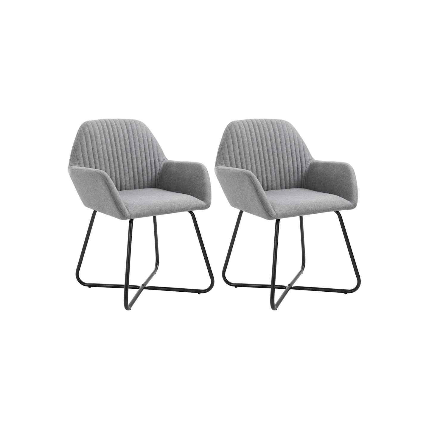 Chaises à manger lot de 2 gris clair tissu