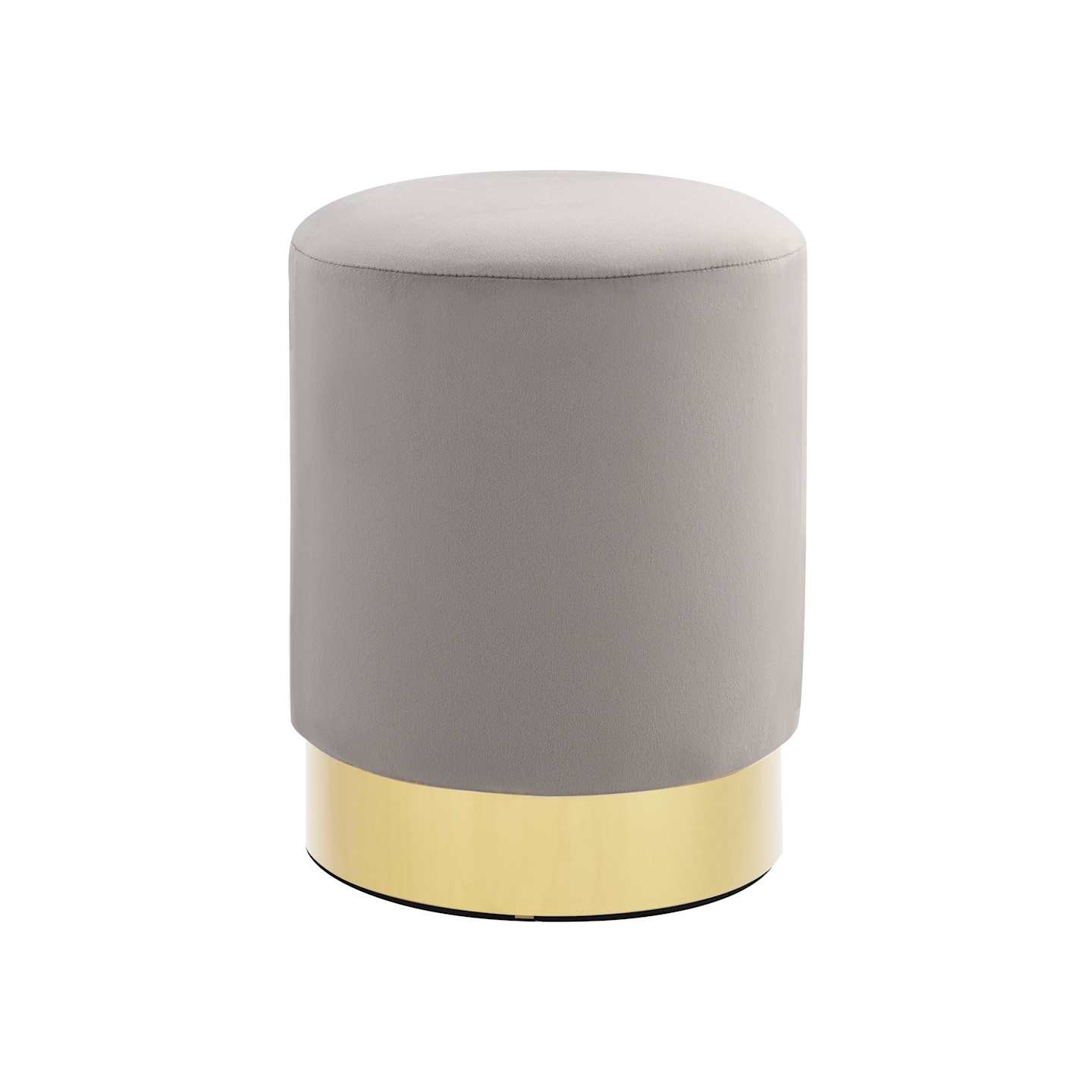 Tabouret Gris clair et doré Velours 28 x 36 cm