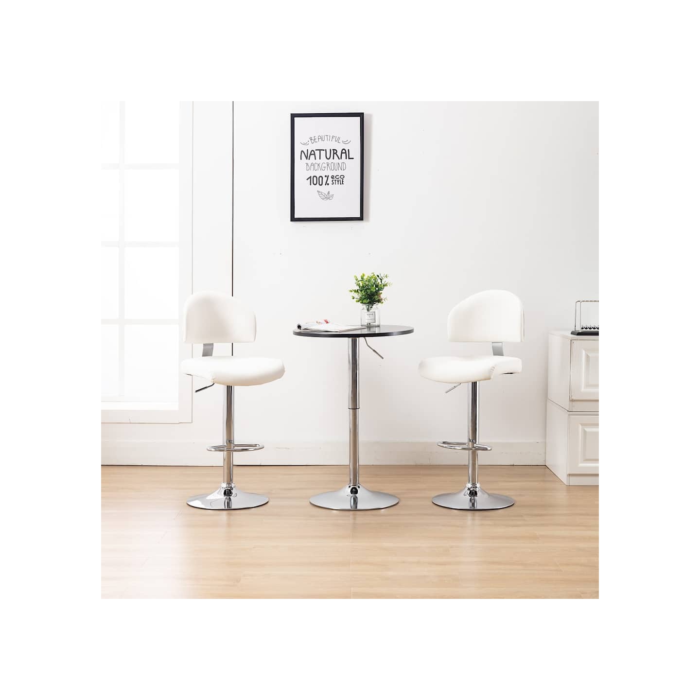 Tabourets de bar lot de 2 blanc similicuir