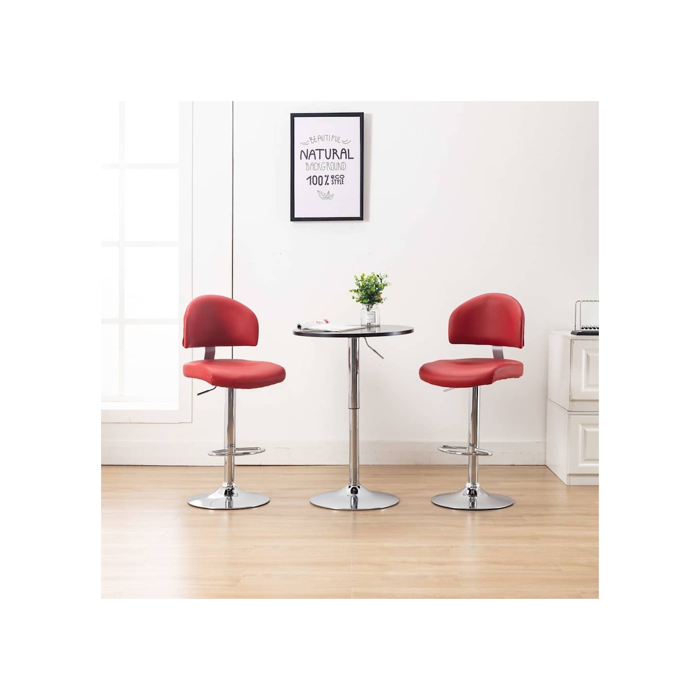 Tabourets de bar lot de 2 rouge bordeaux similicuir