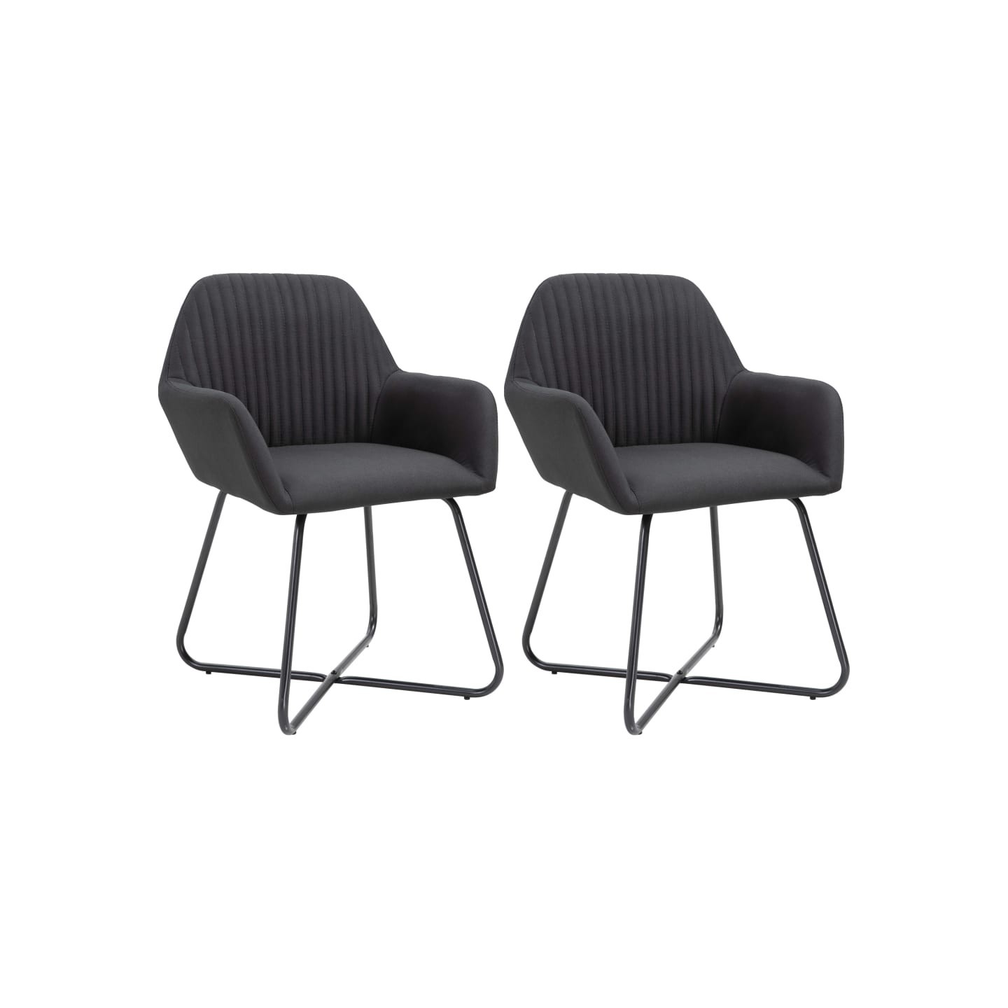 Chaises à manger lot de 2 noir tissu