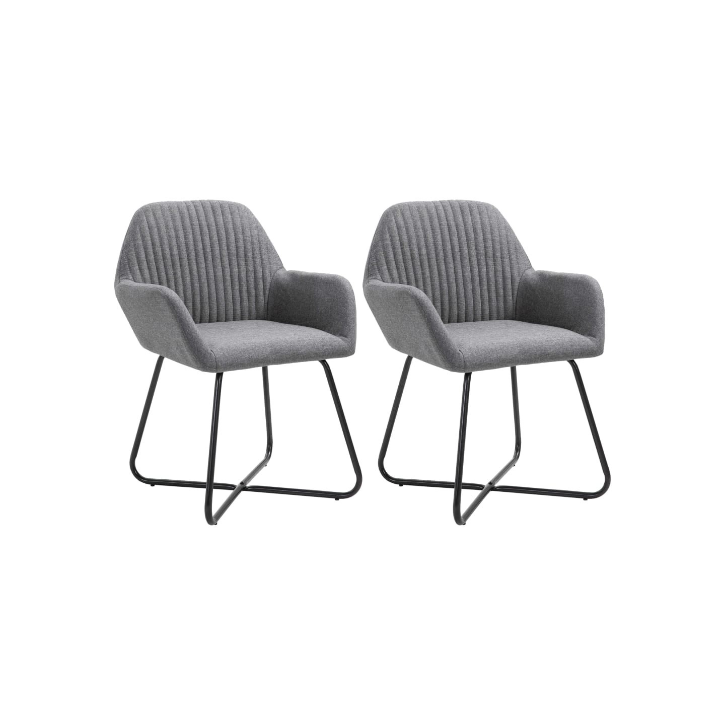 Chaises à manger lot de 2 gris foncé tissu