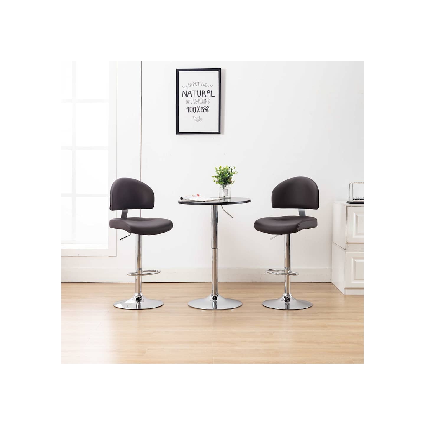 Tabourets de bar lot de 2 marron similicuir