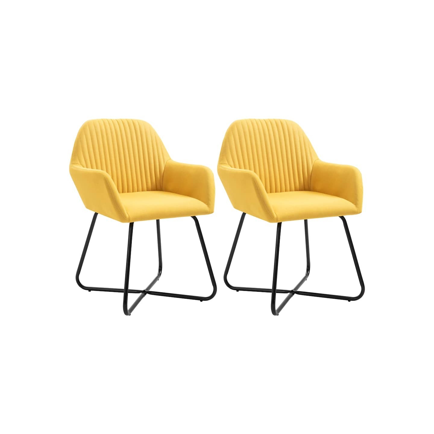 Chaises à manger lot de 2 jaune tissu