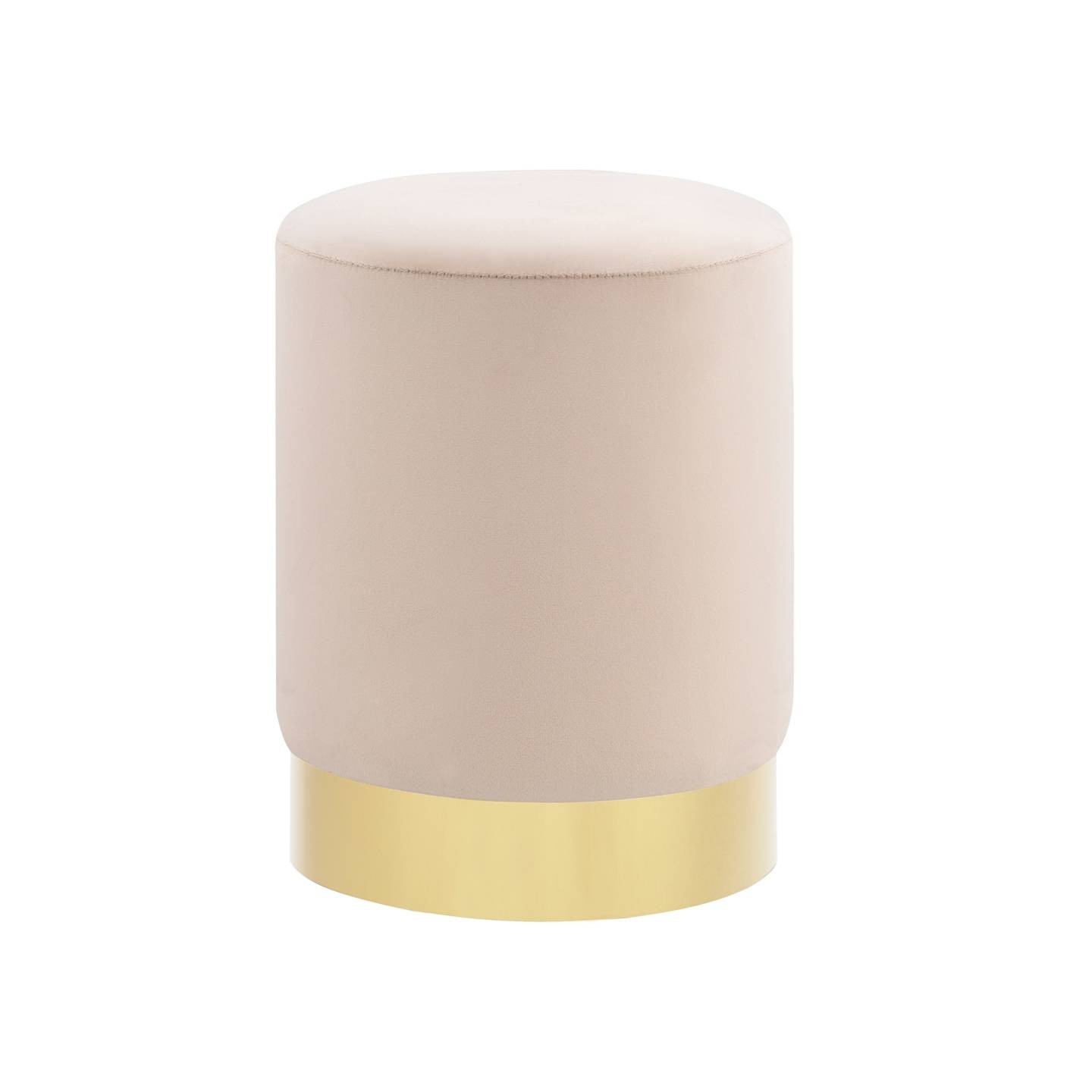 Tabouret Abricot et doré Velours 28 x 36 cm