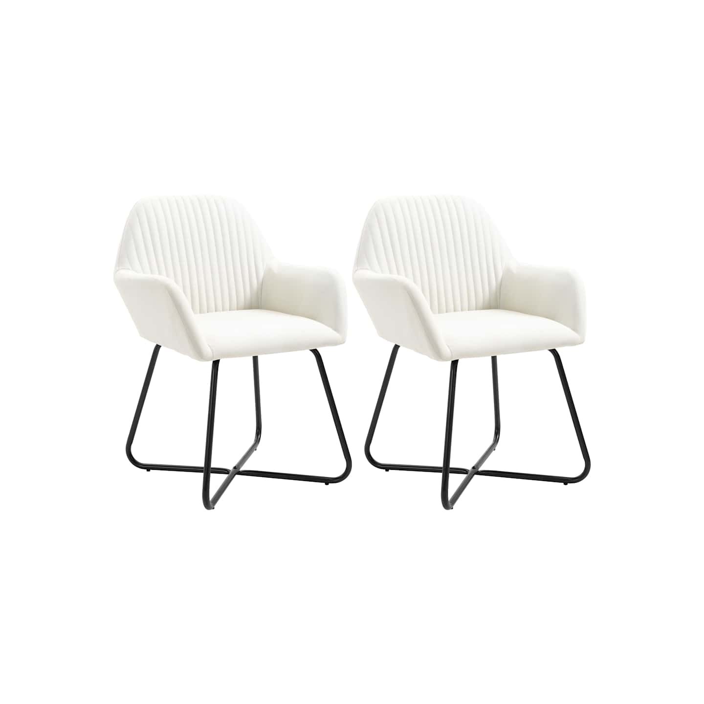 Chaises à manger lot de 2 crème tissu