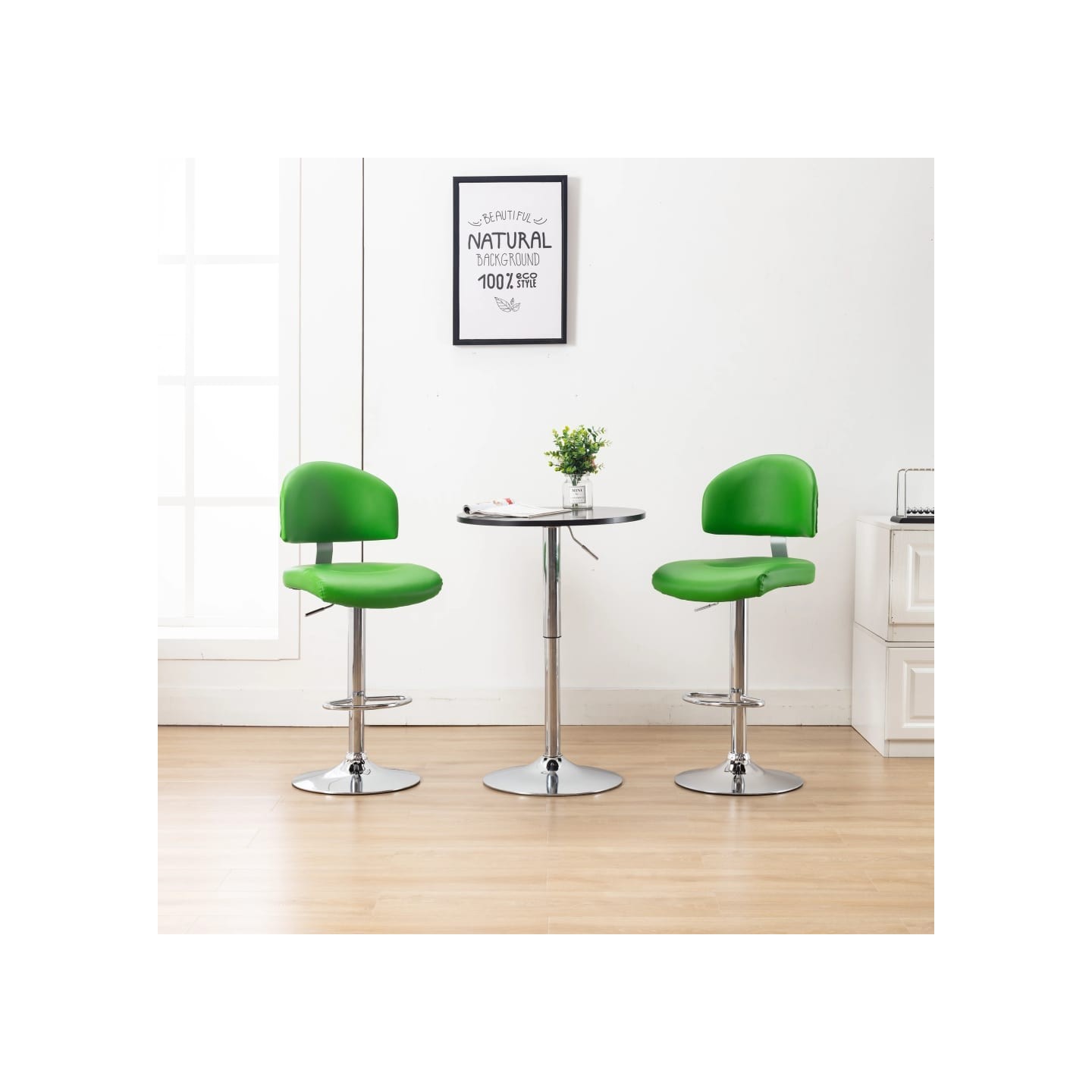 Tabourets de bar lot de 2 vert similicuir