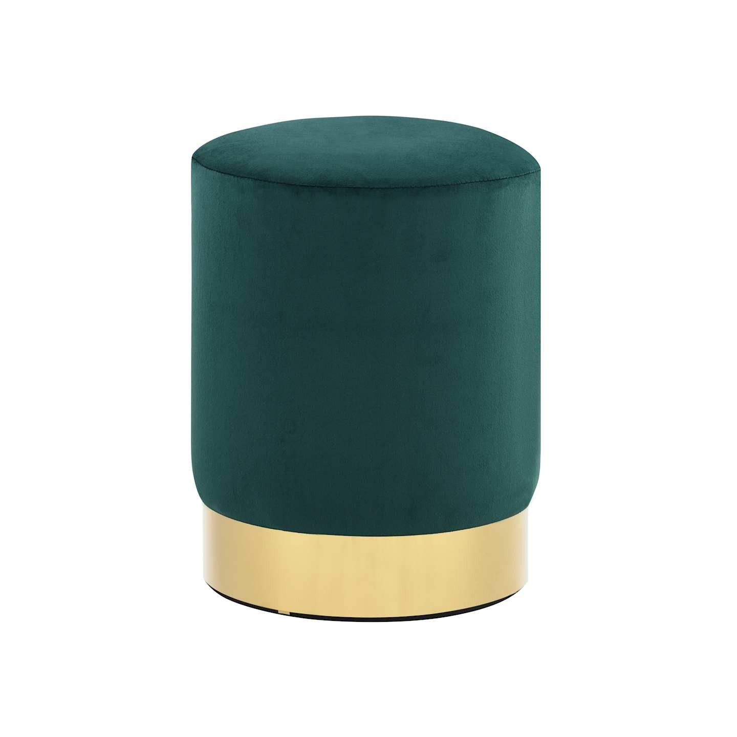 Tabouret Vert foncé et doré Velours 28 x 36 cm
