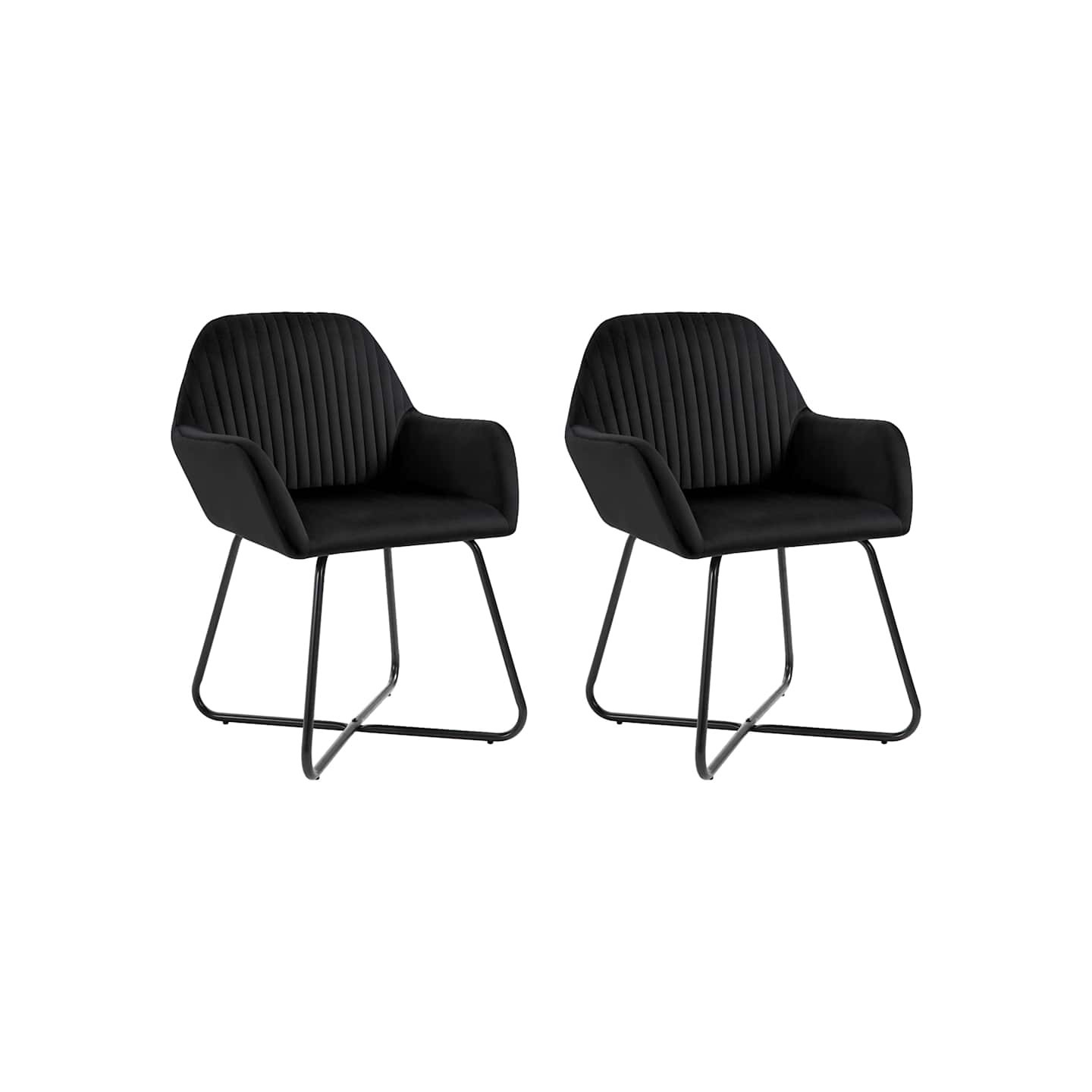 Chaises à manger lot de 2 Noir Velours