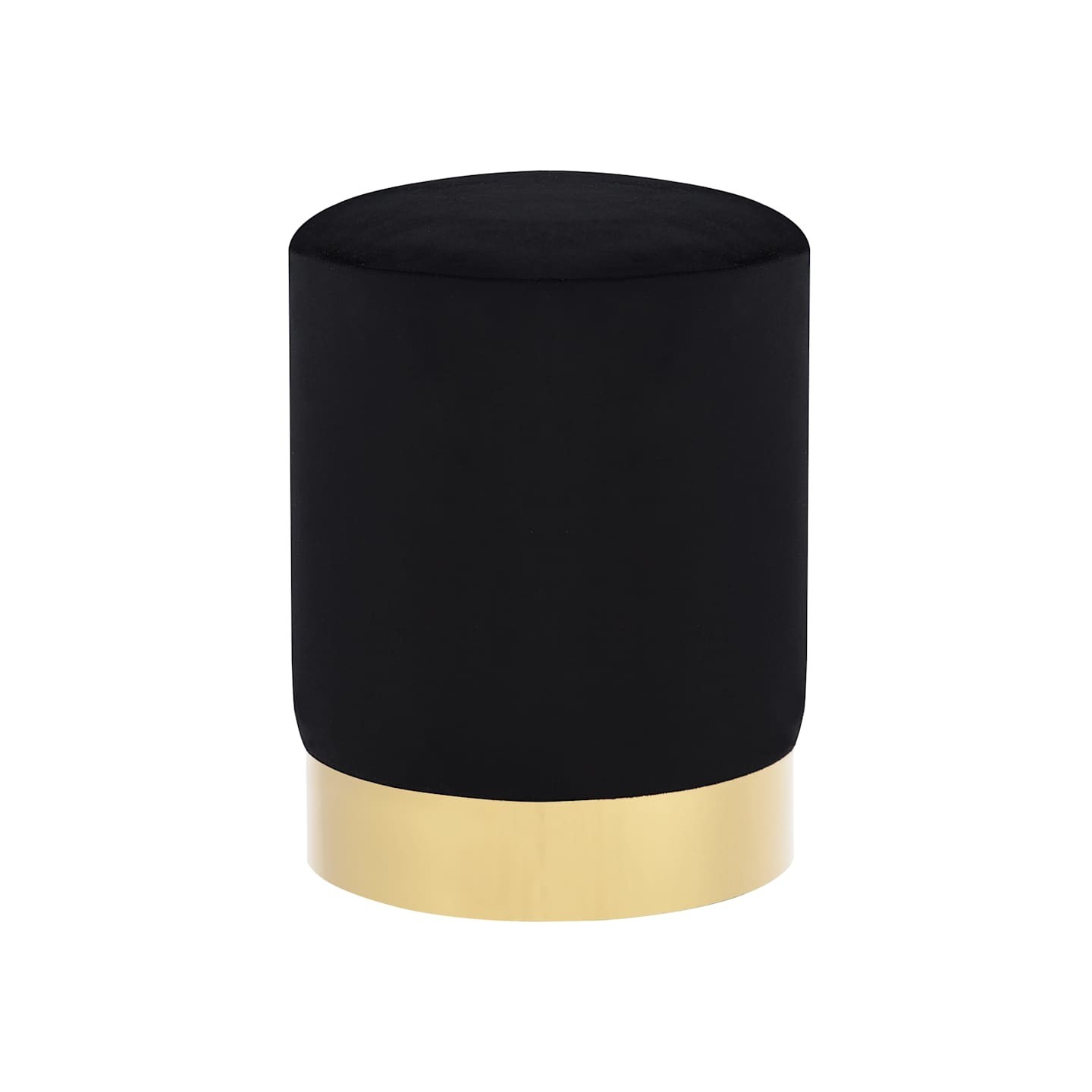 Tabouret Noir et doré Velours 28 x 36 cm