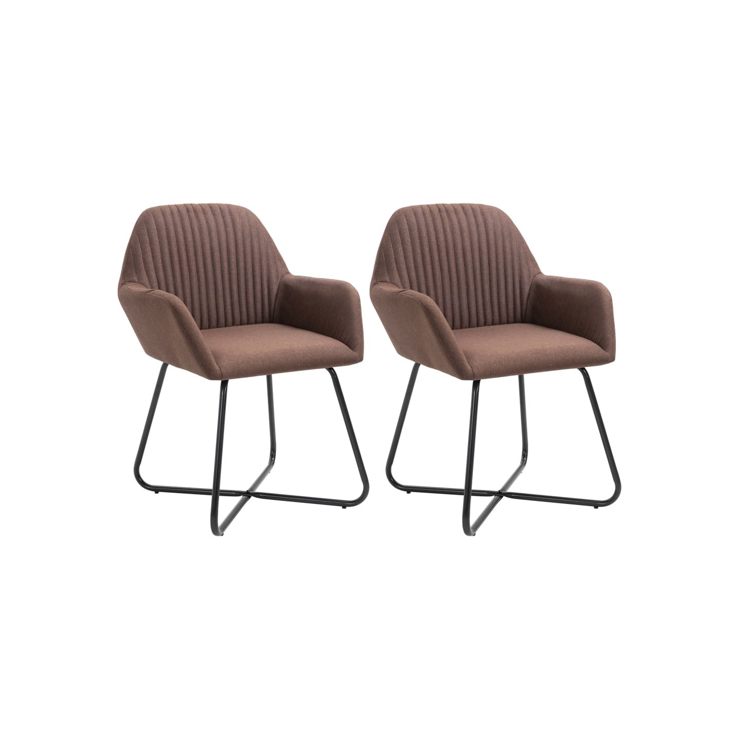 Chaises à manger lot de 2 marron tissu