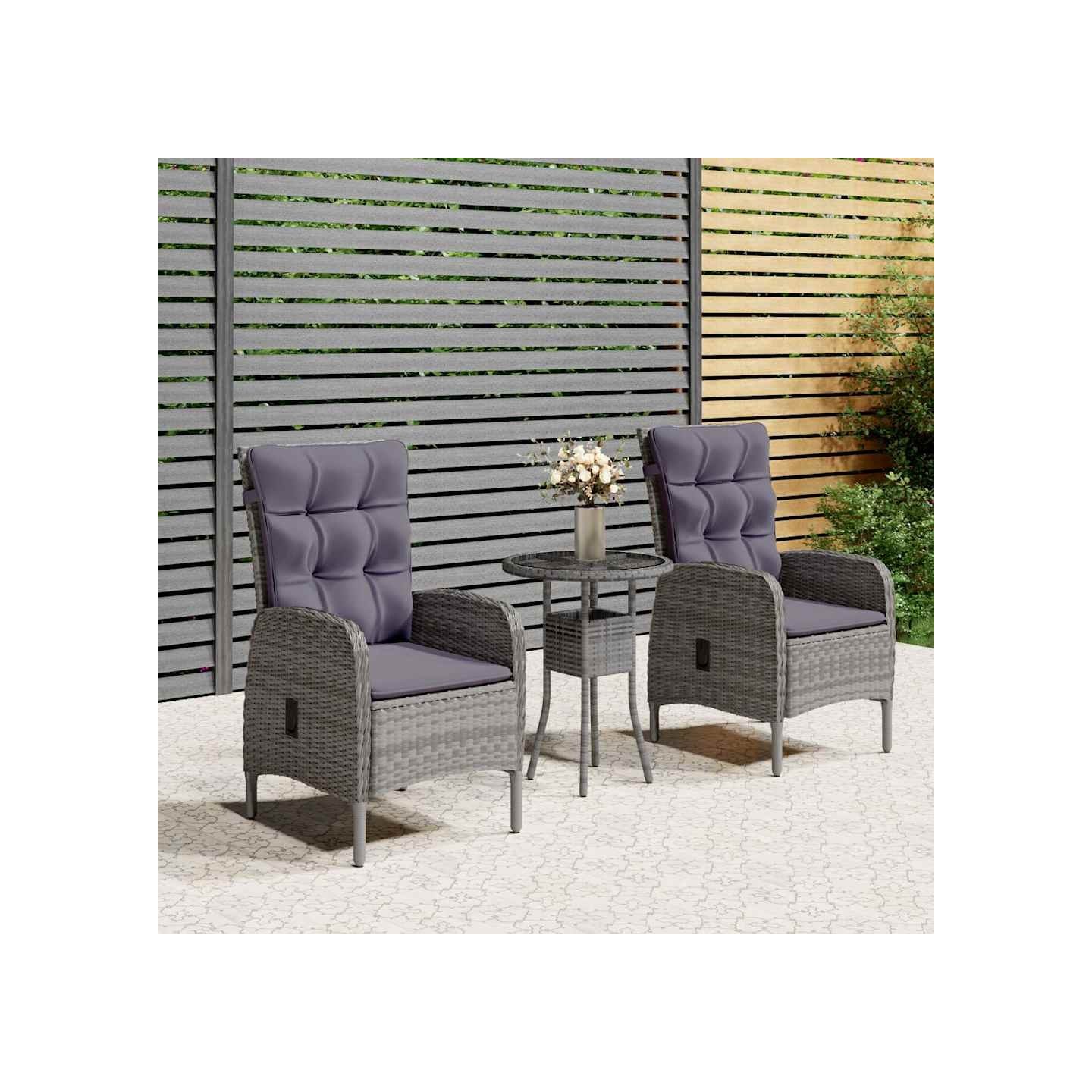 Ensemble de bistro de jardin 3 pcs Résine tressée Gris