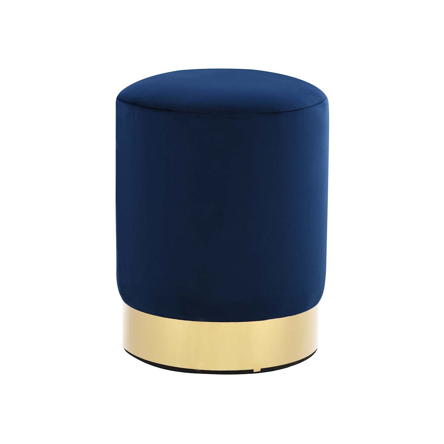 Tabouret Bleu et doré Velours 28 x 36 cm