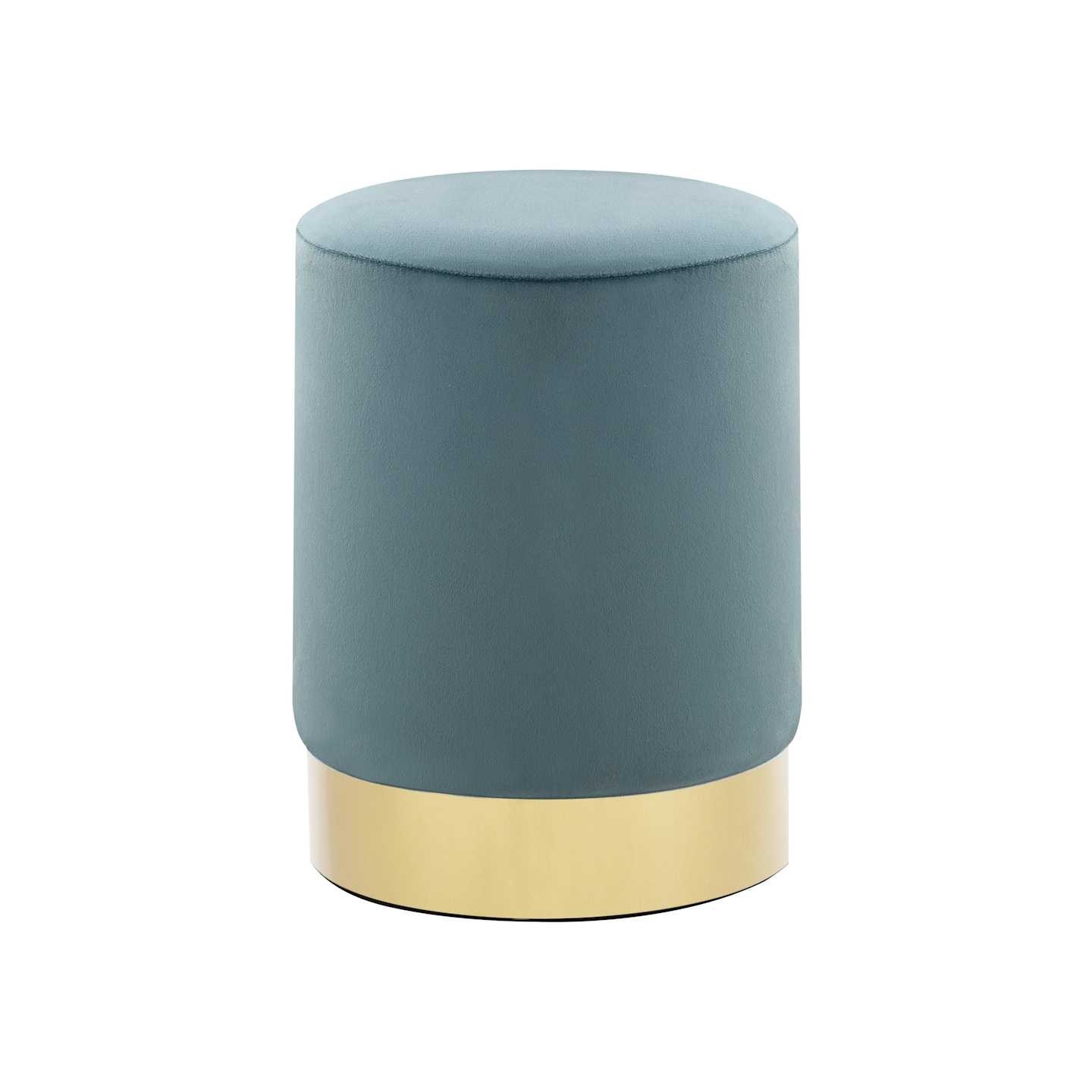 Tabouret Bleu clair et doré Velours 28 x 36 cm