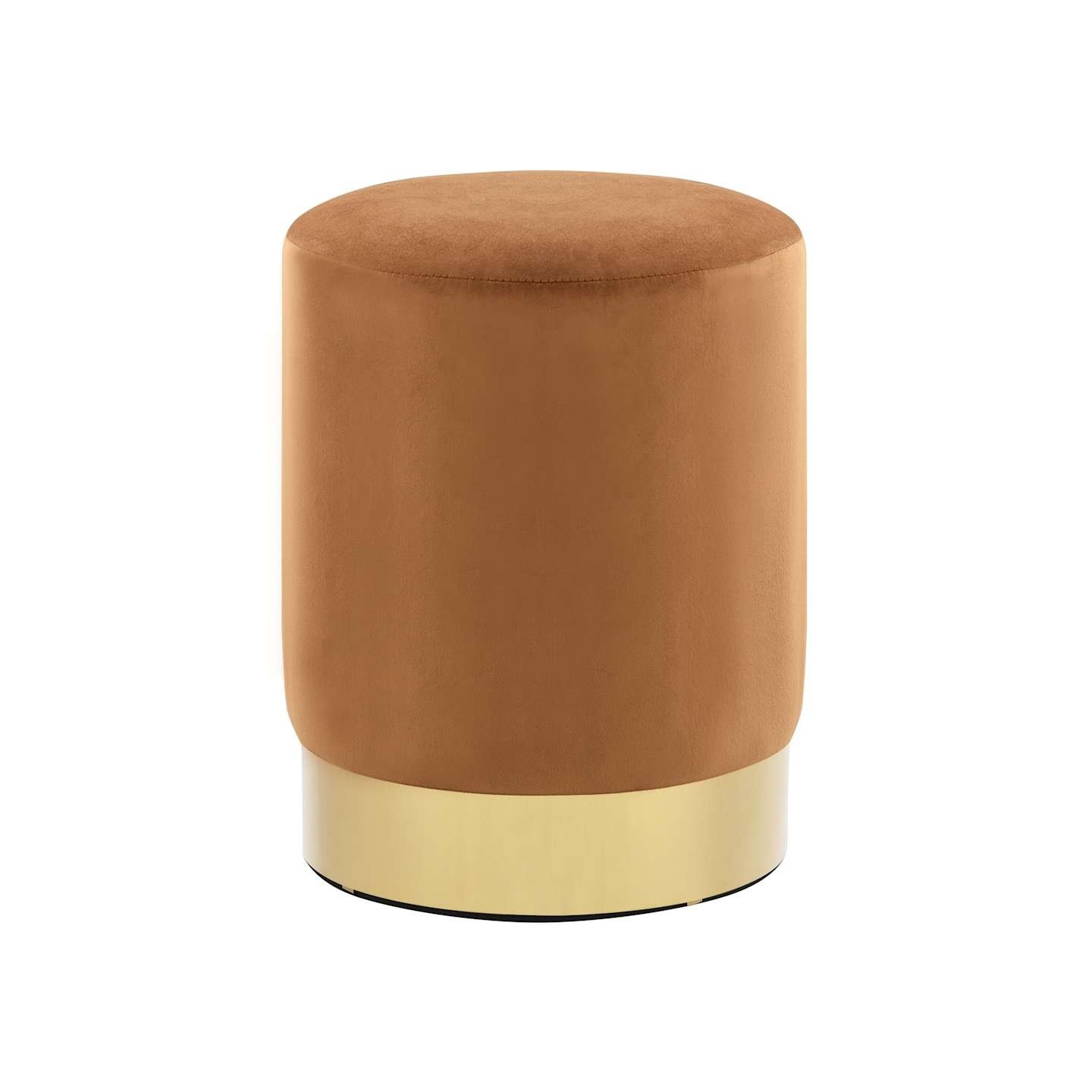 Tabouret Marron et doré Velours 28 x 36 cm
