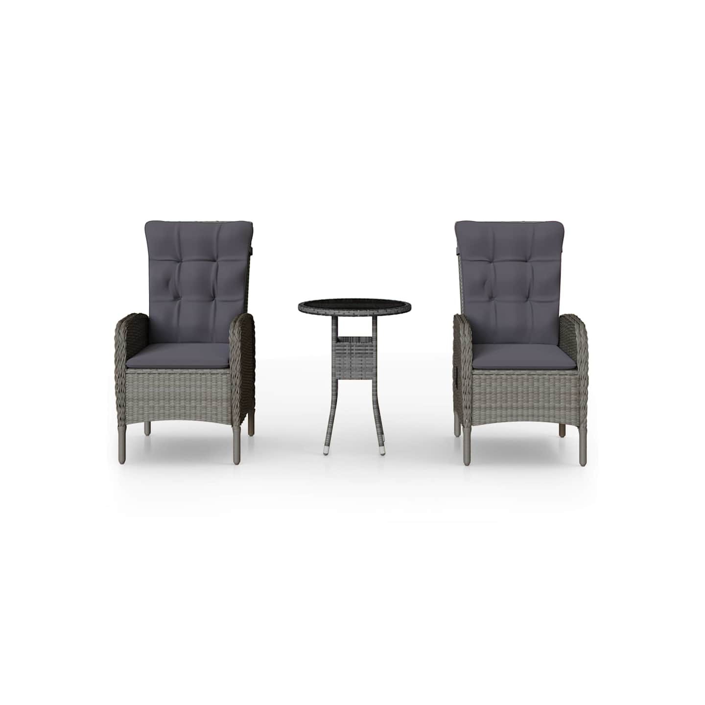 Ensemble de bistro de jardin 3 pcs Résine tressée Gris