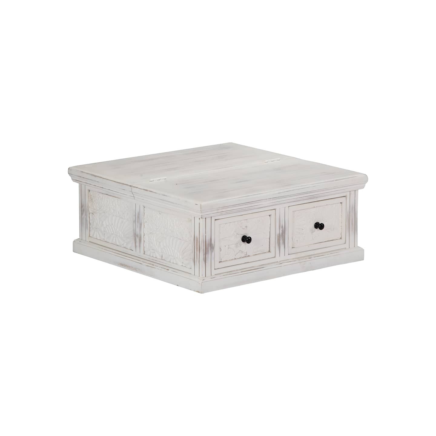 Table basse Blanc 70x70x30 cm Bois de manguier massif
