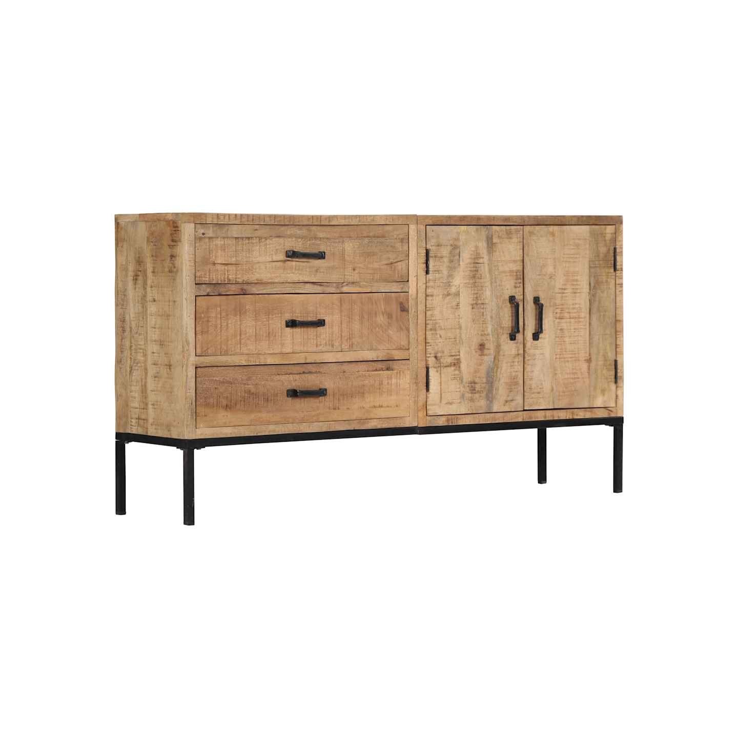 Buffet 140x35x75 cm Bois de manguier massif