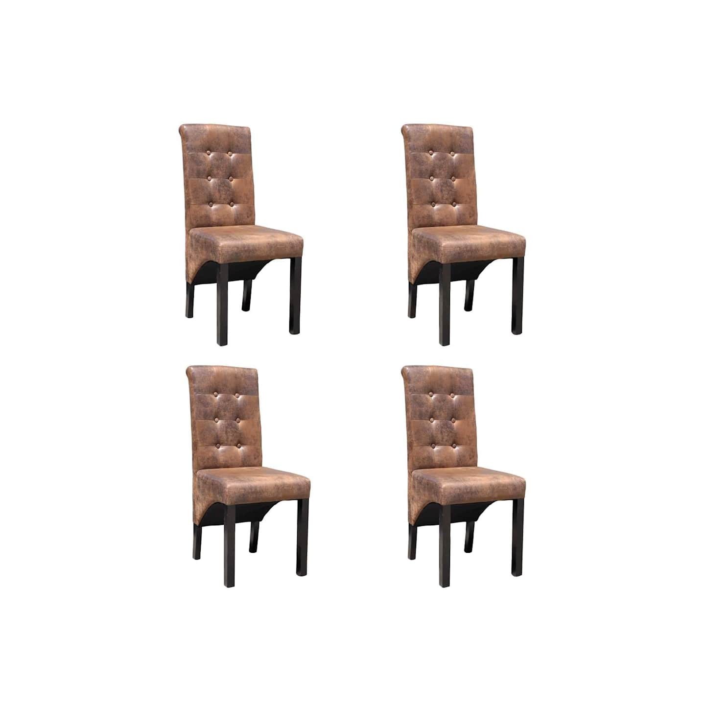 Chaises à manger lot de 4 marron similicuir