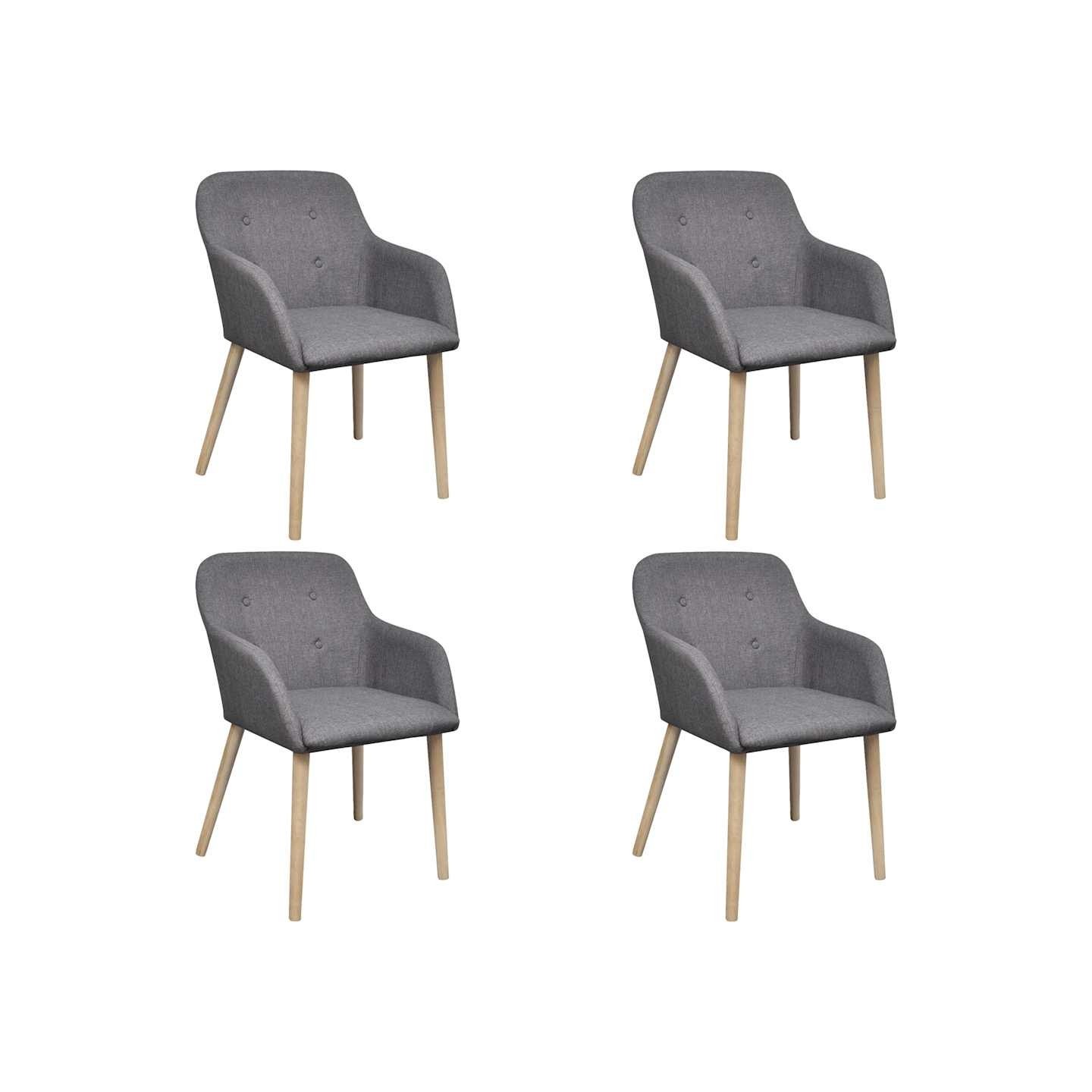 Chaises à manger lot de 4 gris clair tissu et chêne massif