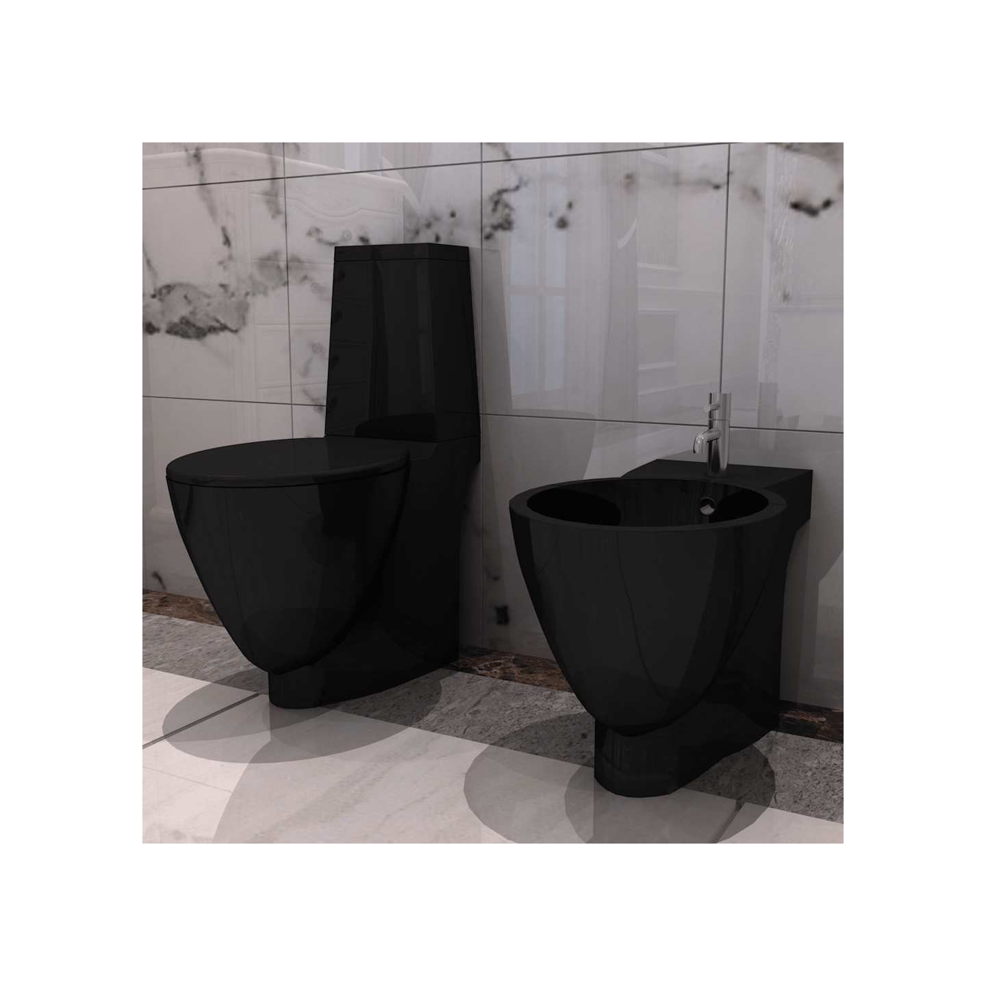 Ensemble de toilette et bidet Céramique Noir