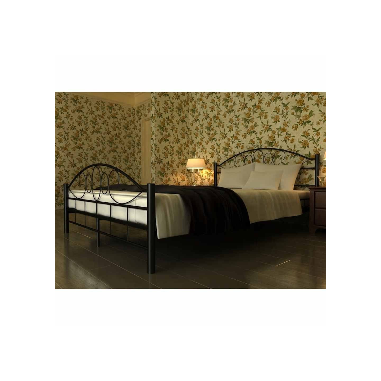 Lit avec matelas Noir Métal 180 x 200 cm