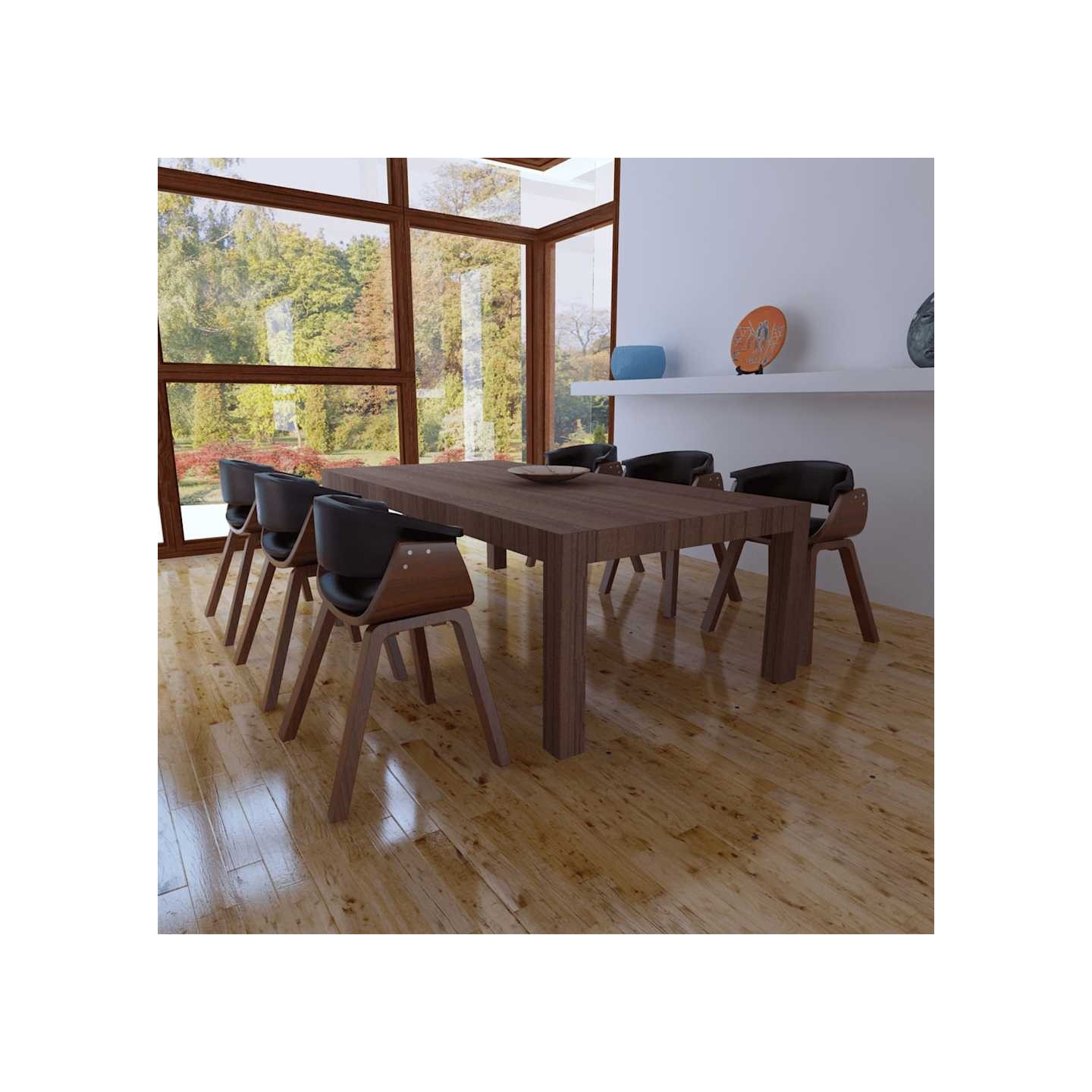 Chaises à manger lot de 6 bois courbé et similicuir