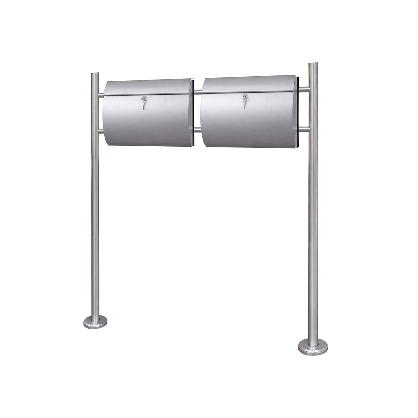 Double boîte à lettre sur support en acier inoxydable