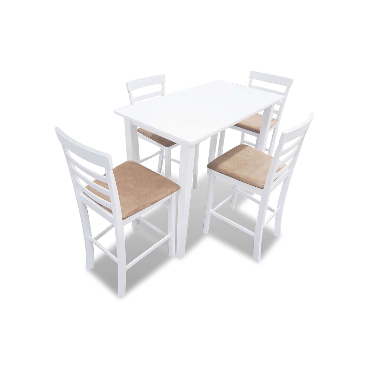Set table et 4 chaises de bar en bois coloris blanc