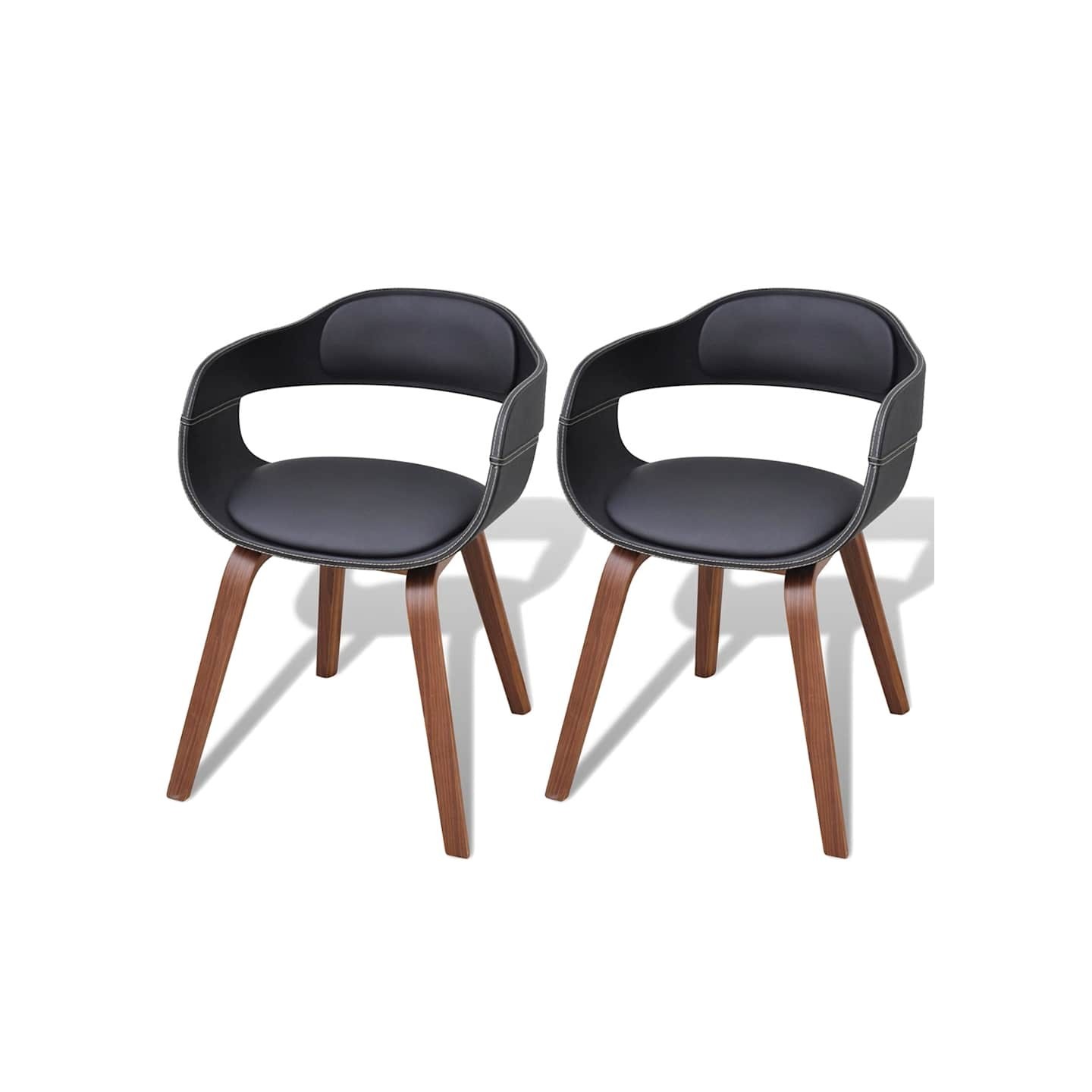 Chaises à manger lot de 2 noir bois courbé et similicuir
