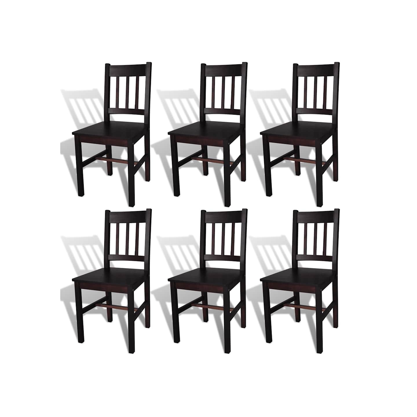 Chaises à manger lot de 6 marron foncé pinède