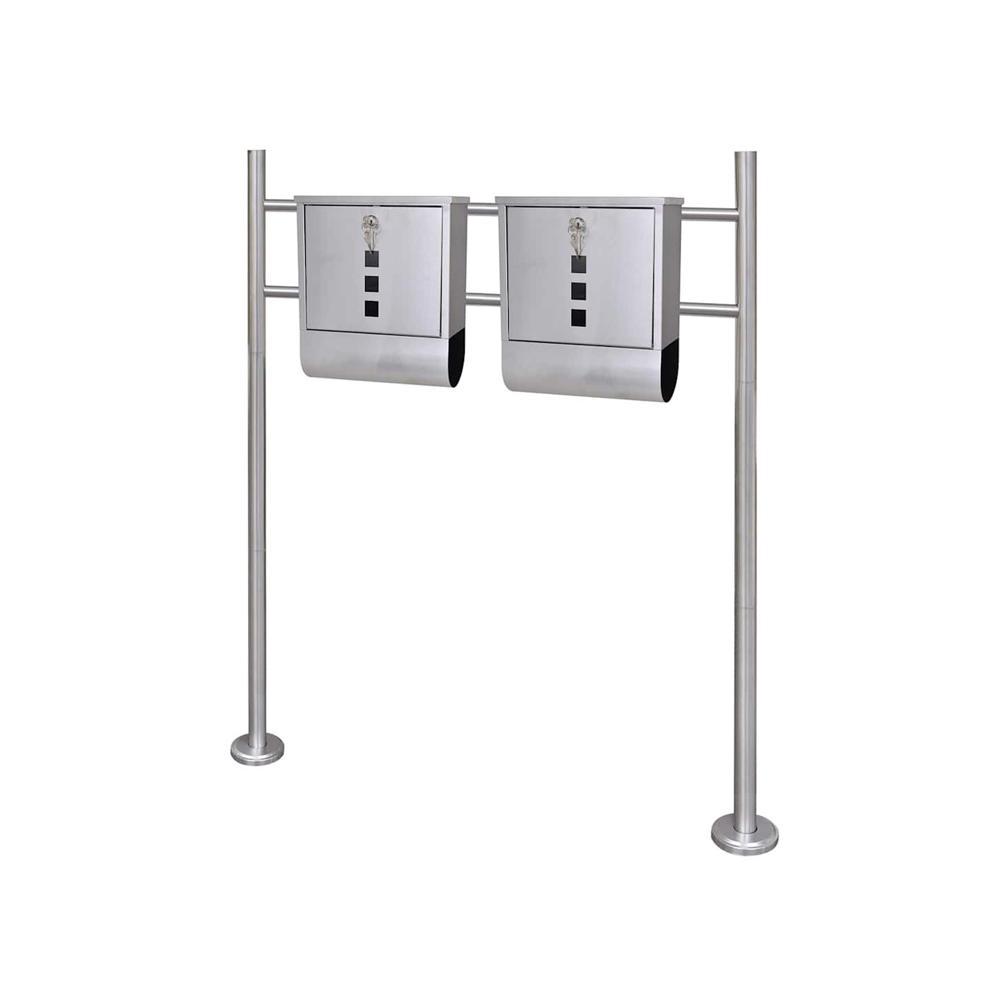 Double boîte à lettre sur support en acier inoxydable