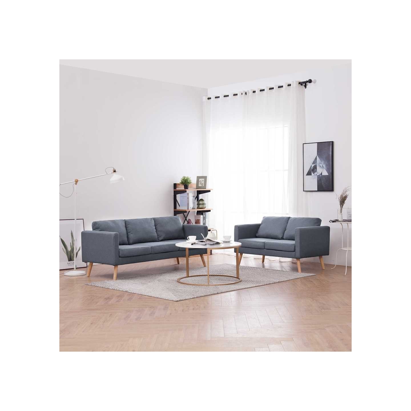 Ensemble de canapés à 2 places et à 3 places Tissu Gris foncé