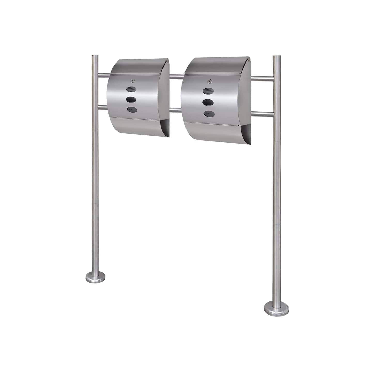 Double boîte à lettre sur support en acier inoxydable