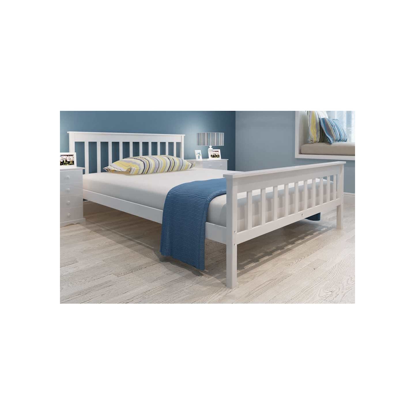 Lit avec matelas Bois de pin massif 140 x 200 cm