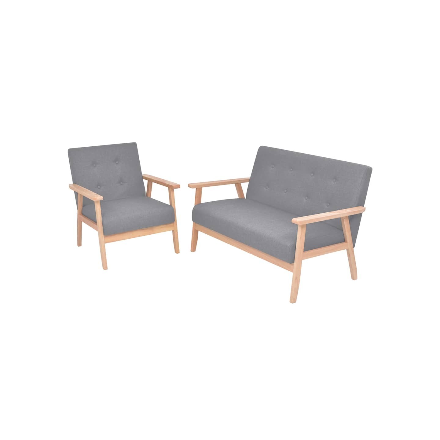 Ensemble de canapés 2 pcs Tissu Gris clair