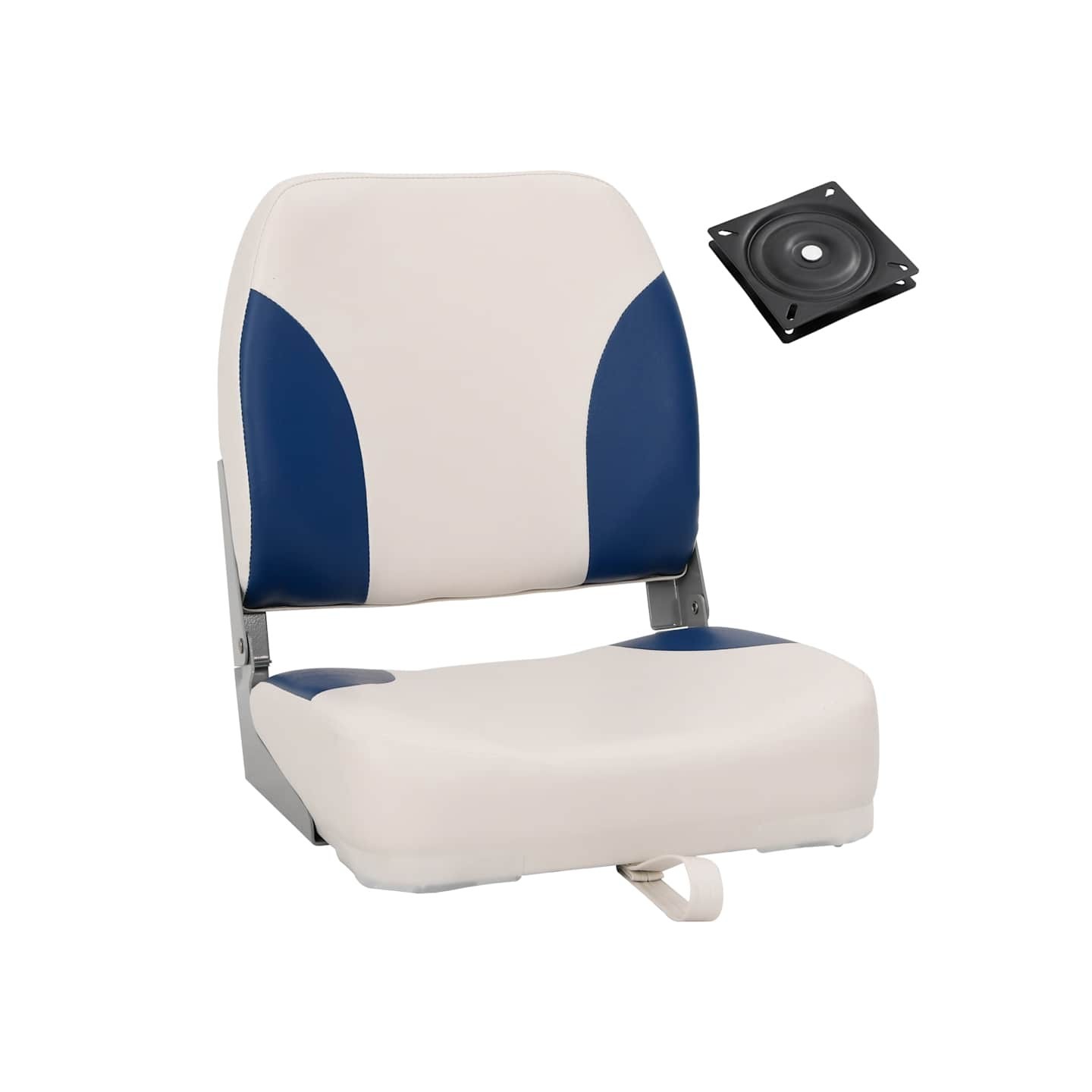 Siège de bateau pliable 1 ensemble oreiller bleu blanc