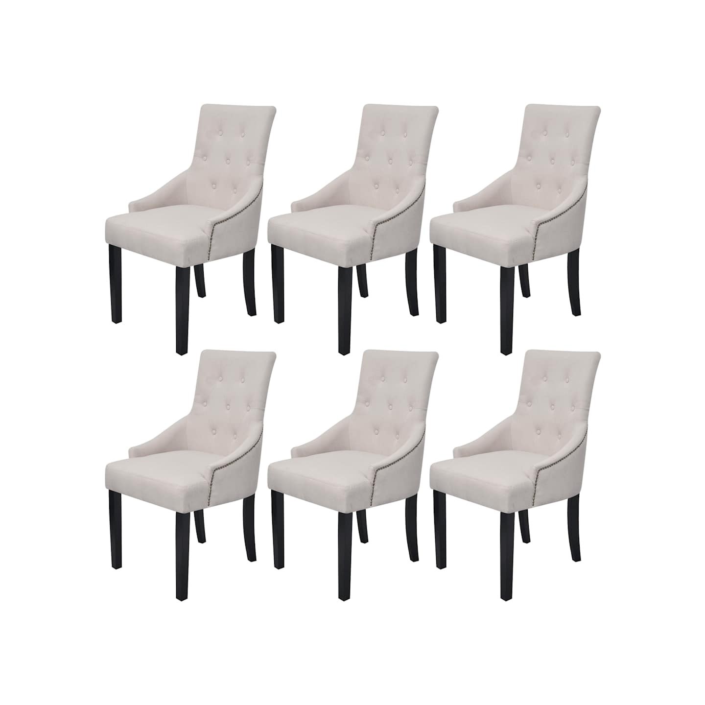 Chaises à manger lot de 6 gris crème tissu