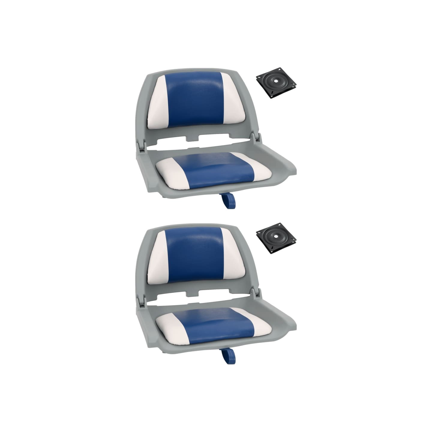 Ensemble de sièges de bateau pliables 4 pcs oreiller bleu blanc
