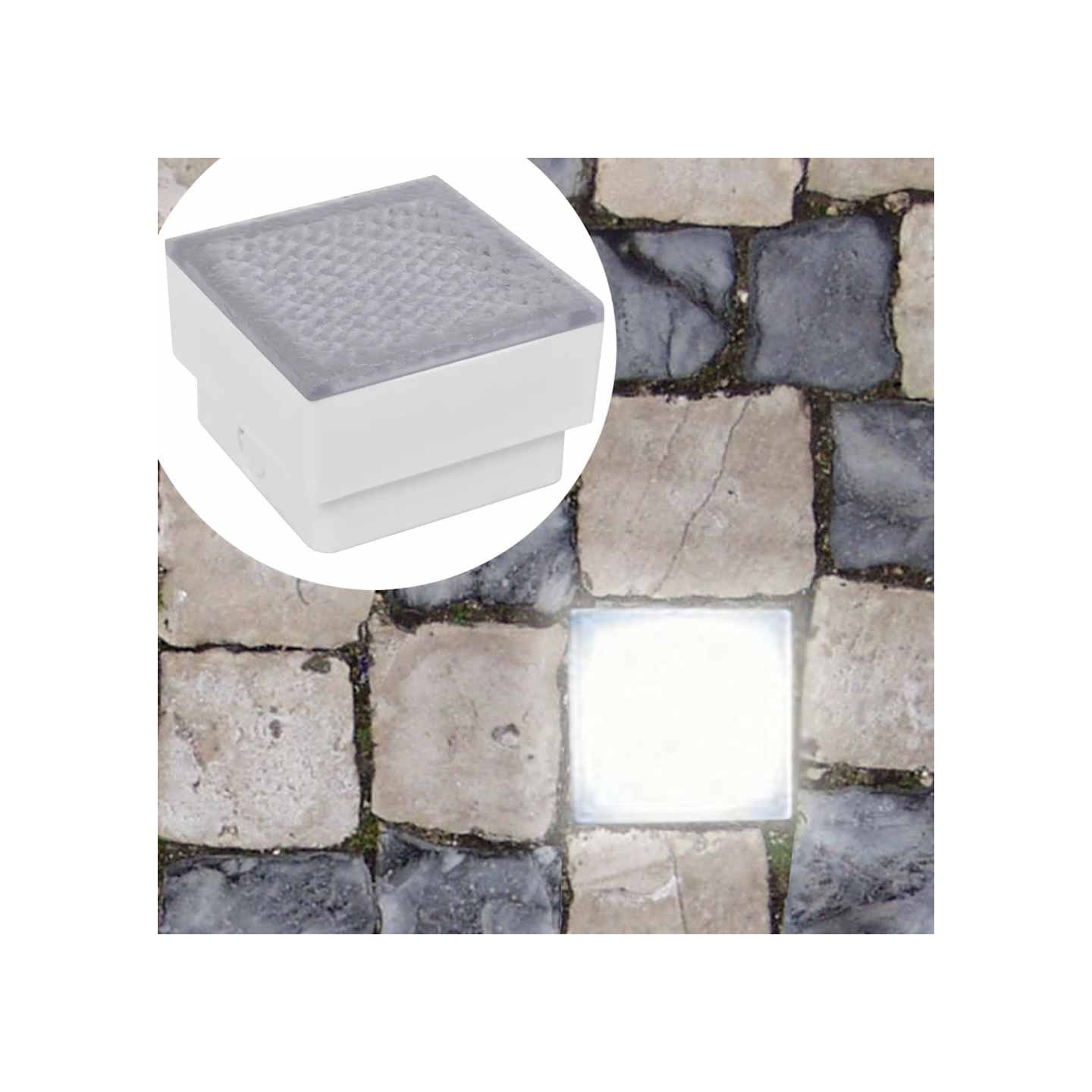 6 lampes LED d'éclairage incorporées au sol 100x100x68 mm