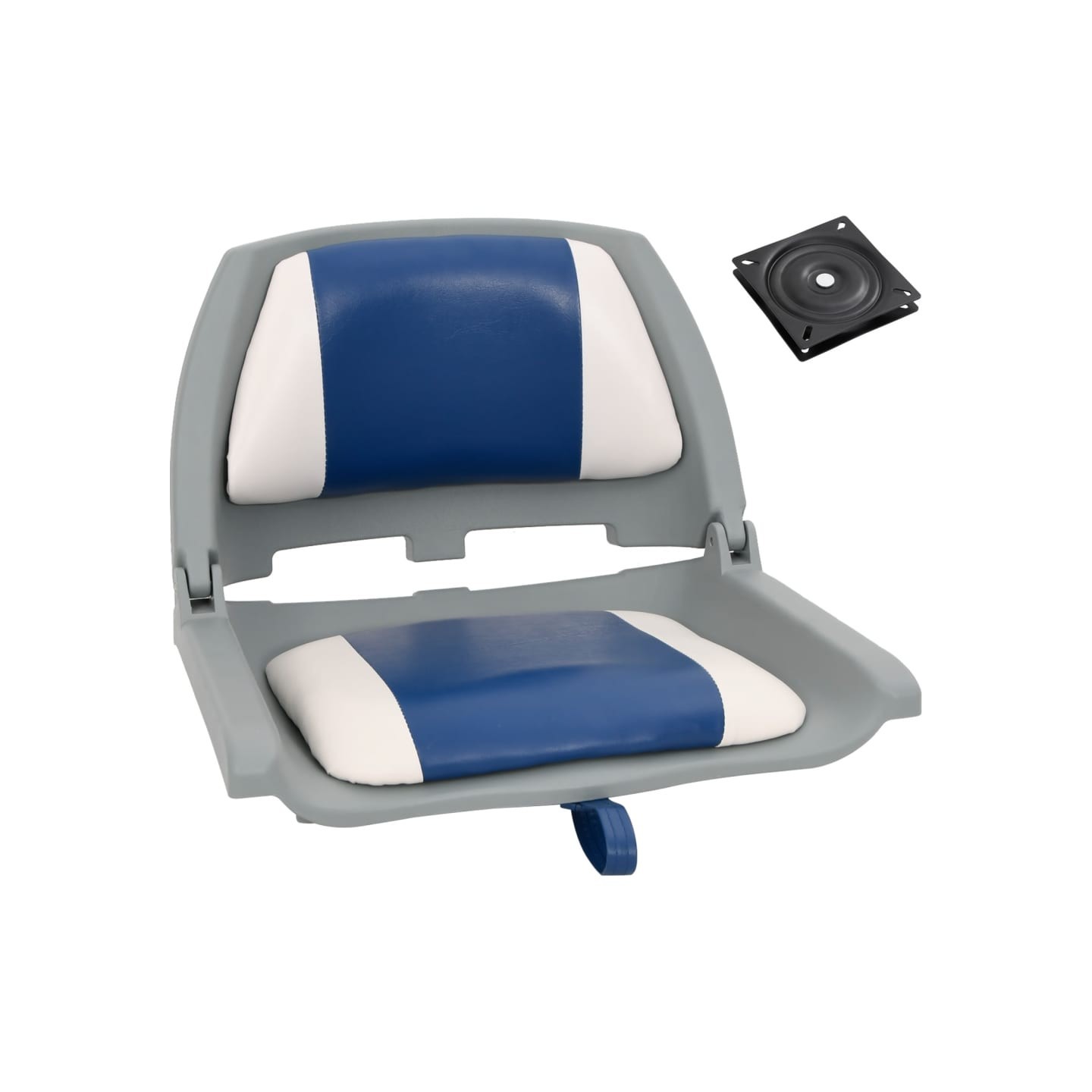 Ensemble de sièges de bateau pliables 2 pcs oreiller bleu blanc