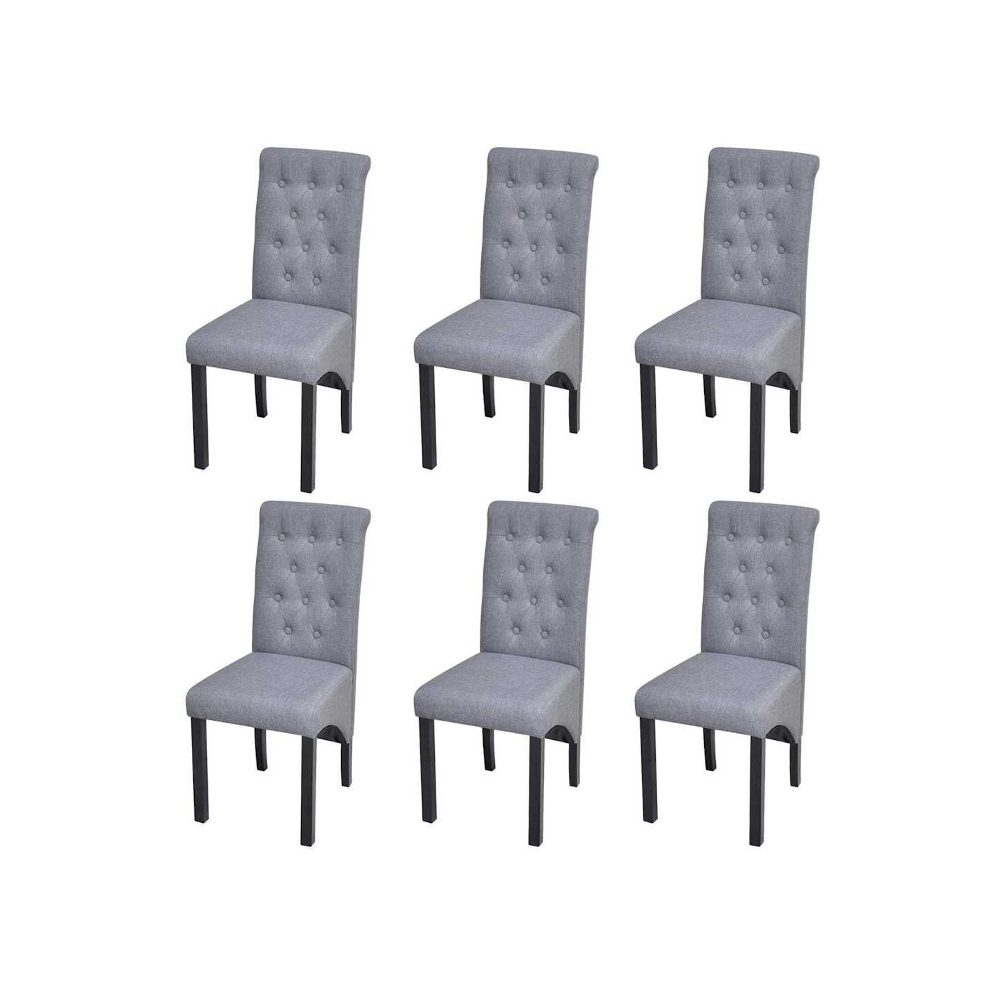 Chaises à manger lot de 6 gris clair tissu